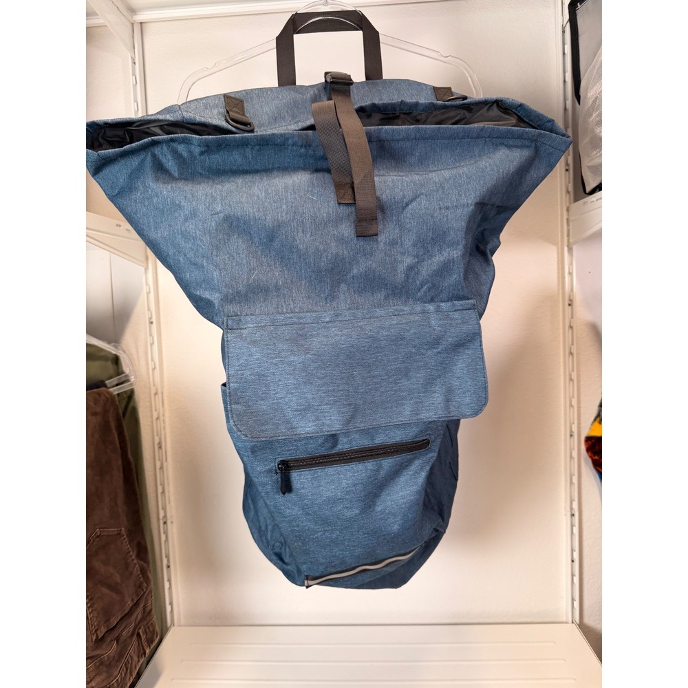AHXGRN Blue Heathered Laundry Backpack Roll Top Extra Large Utility Bag L0186